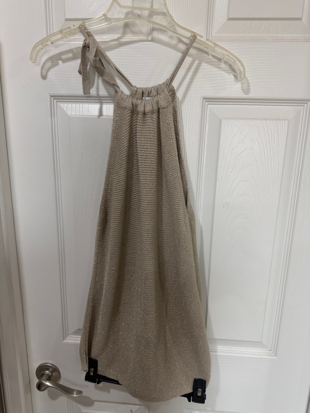 White House Black Market Beige Knit Halter Tank Top
